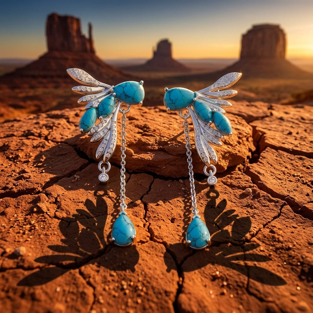 Elegant Dragonfly Earrings - Turquoise