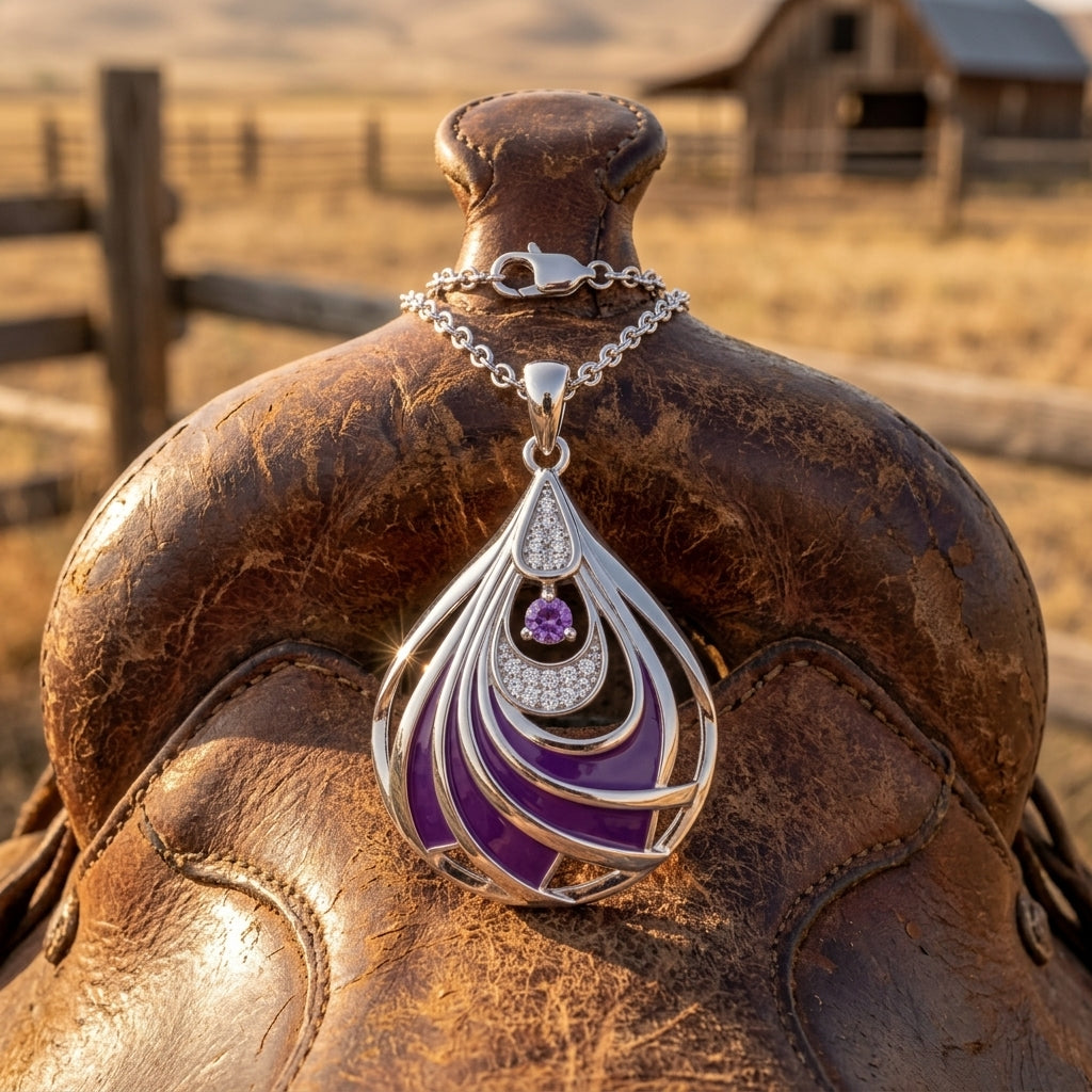 Zephyr Teardrop Necklace - Amethyst ＆ Purple