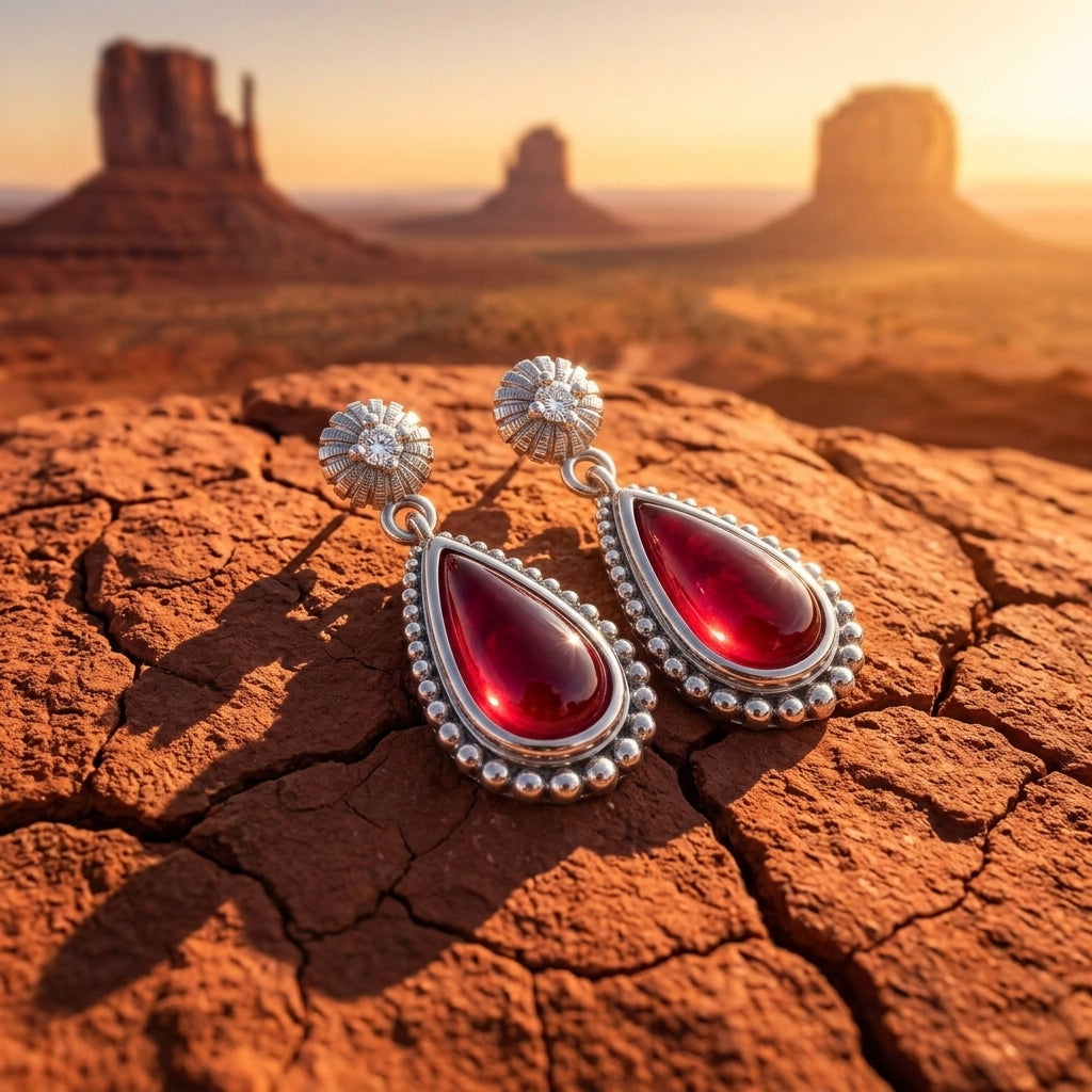 Desert Teardrop Earrings - Ruby