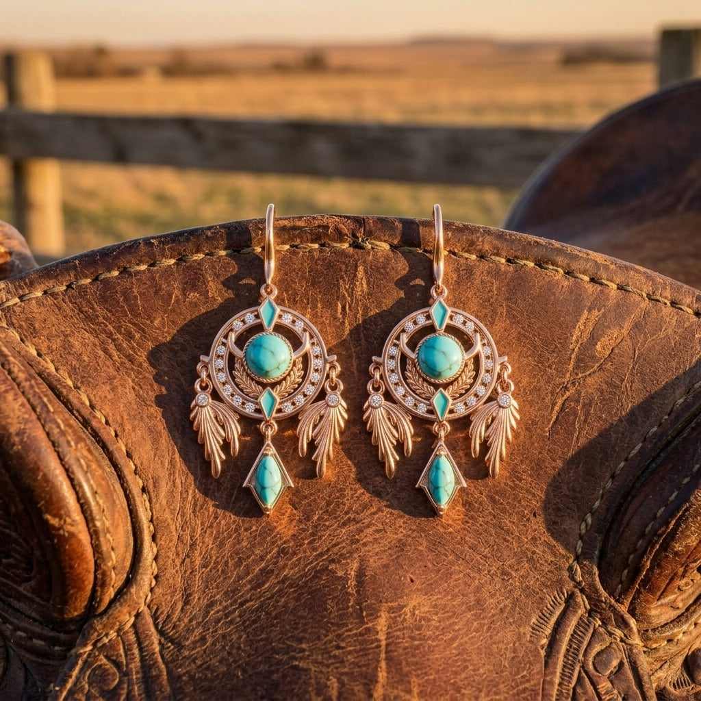 Mystic Dreamcatcher Earrings - Turquoise