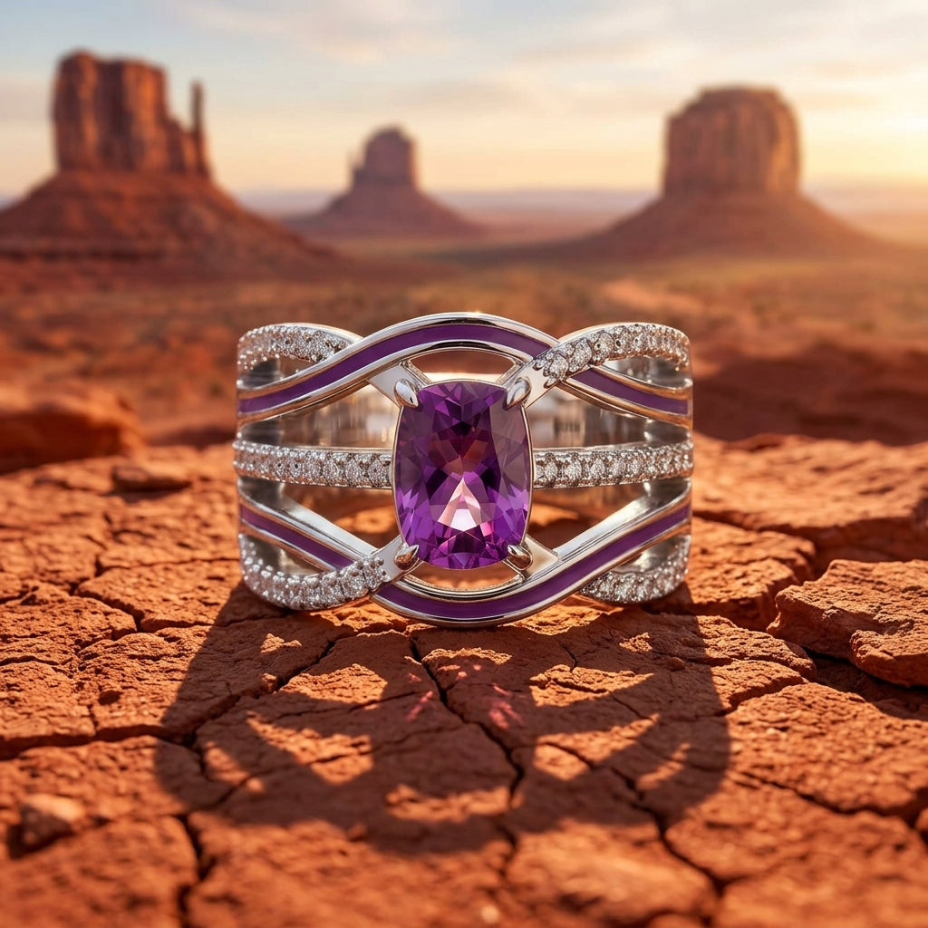 Silver Rapids Ring - Amethyst