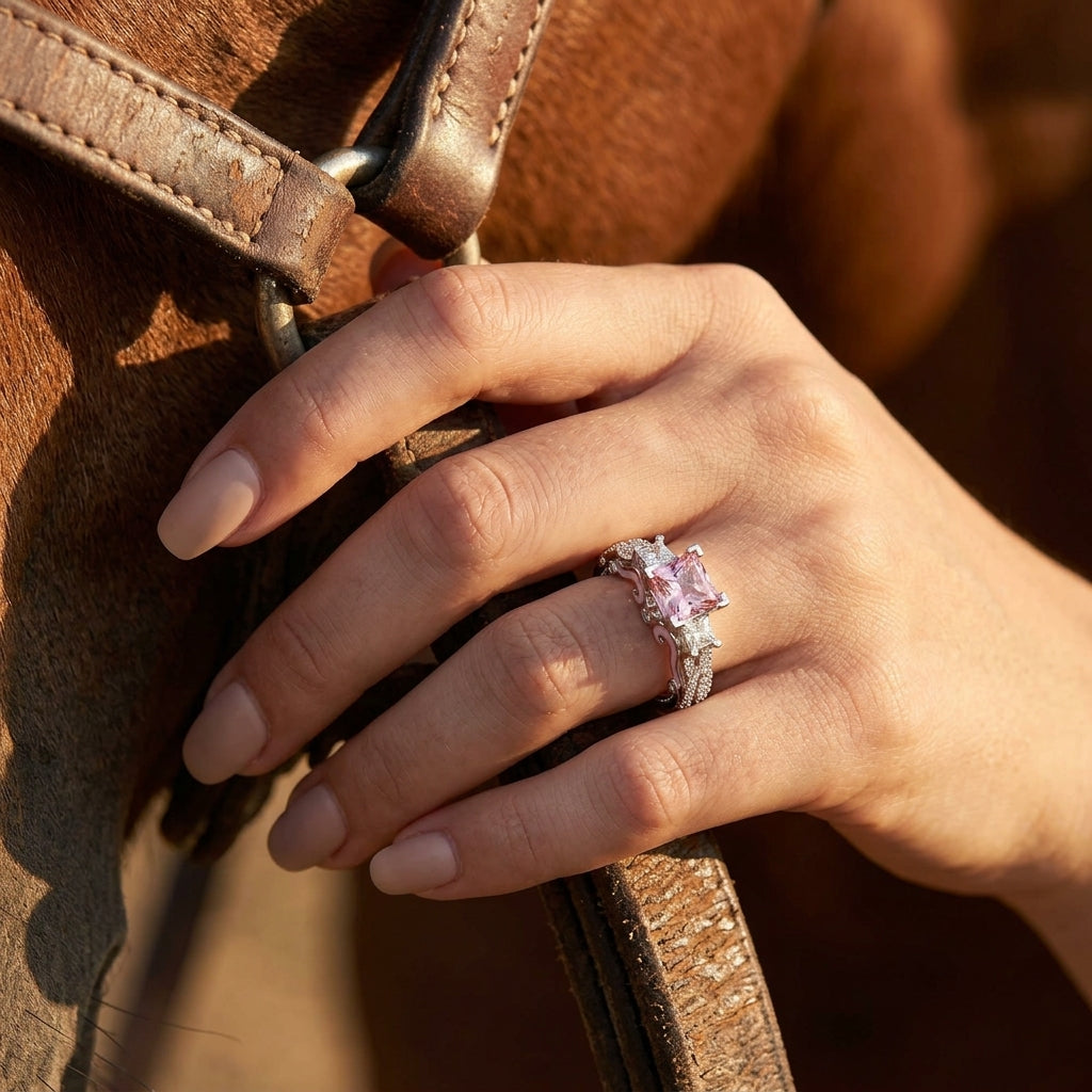 Love Rivet Ring - Rose Quartz