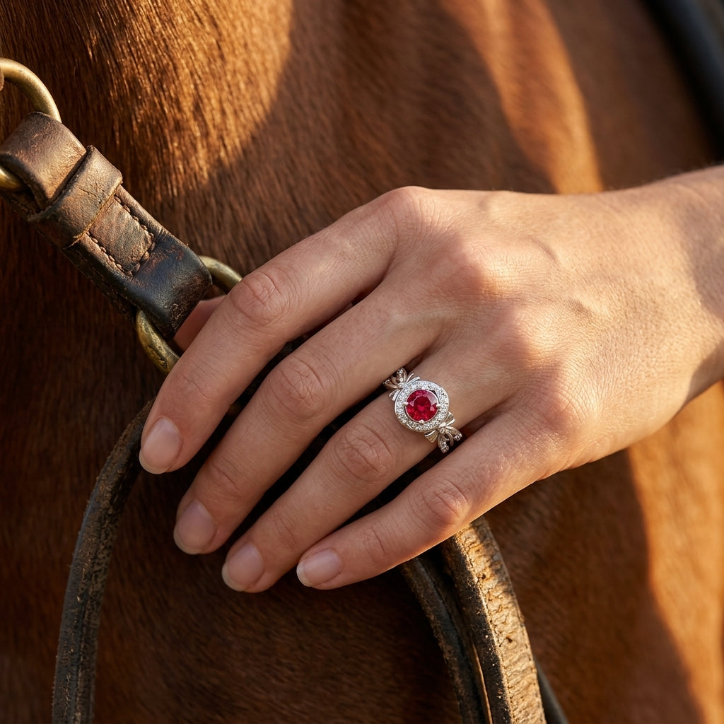 Graceful Bow Entwined Ring - Ruby
