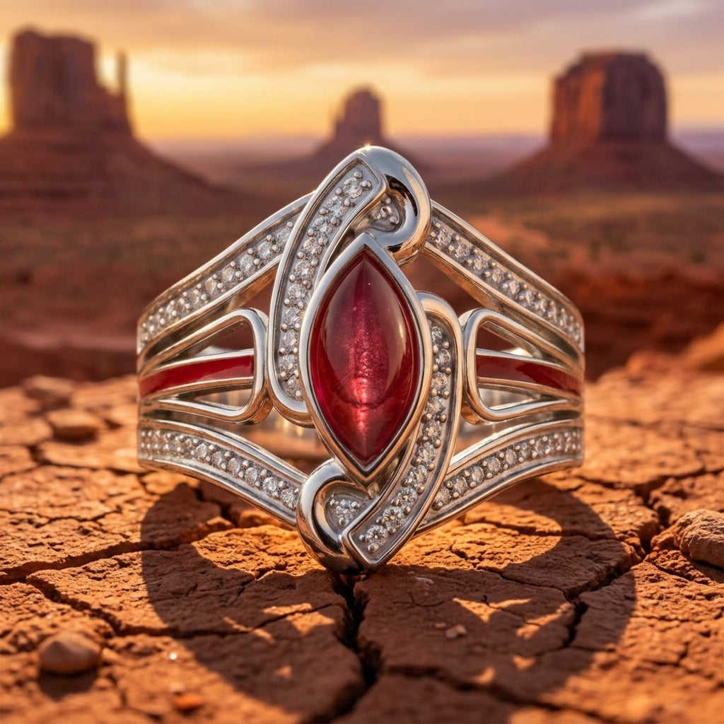 Cyclone Boomerang Ring - Ruby