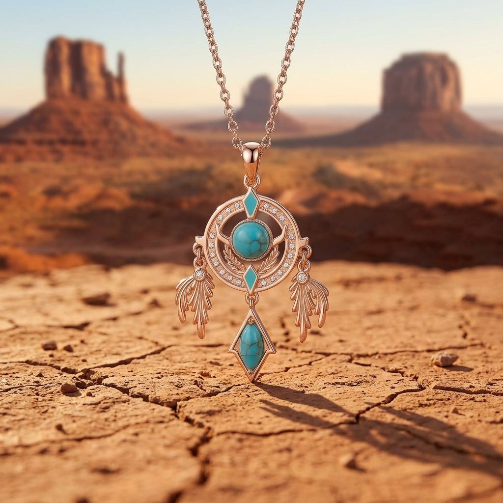 Mystic Dreamcatcher Necklace - Turquoise