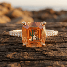 Cactus Square Silver Ring Women Casual