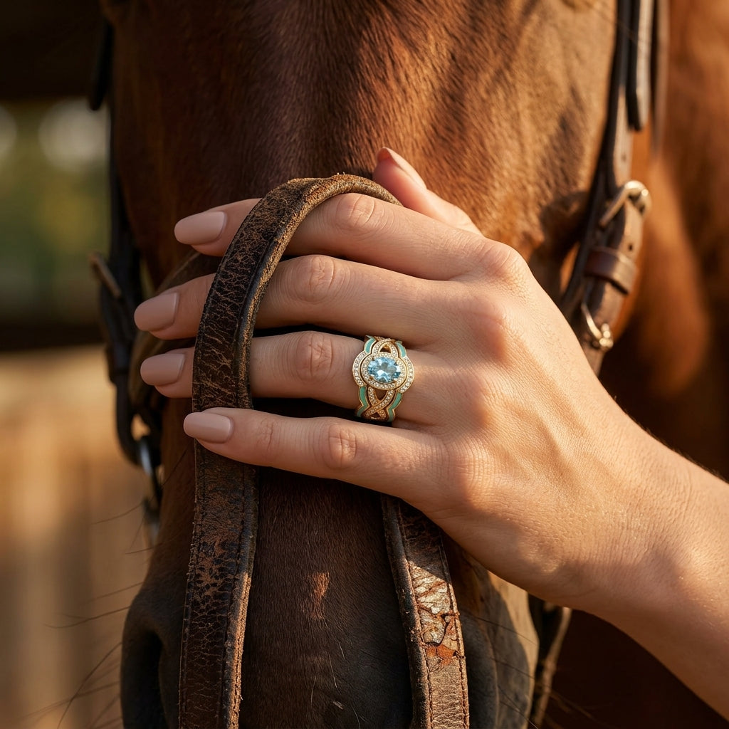 Sunset Canyons Ring - Aquamarine & Gold