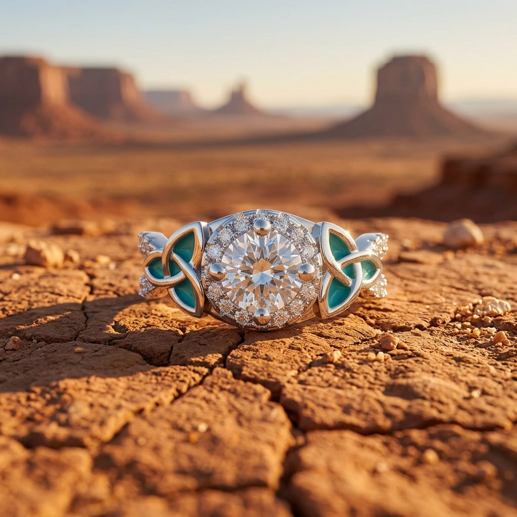 Interwoven Lucky Leaf Ring - Moissanite