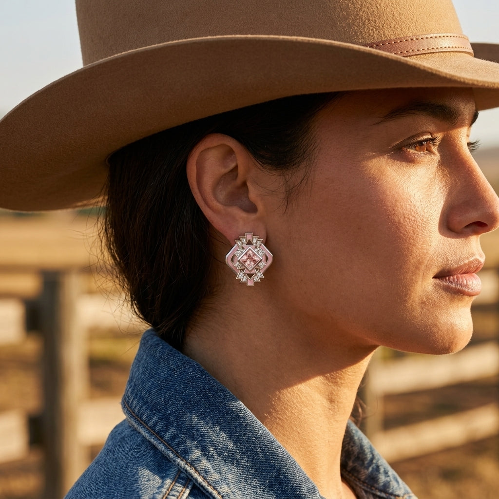 Chief's Crown Earrings - Rose Quartz