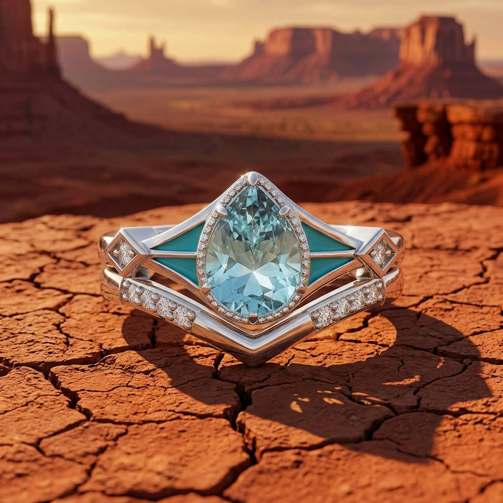 Eternal Angel's Tear Ring - Aquamarine