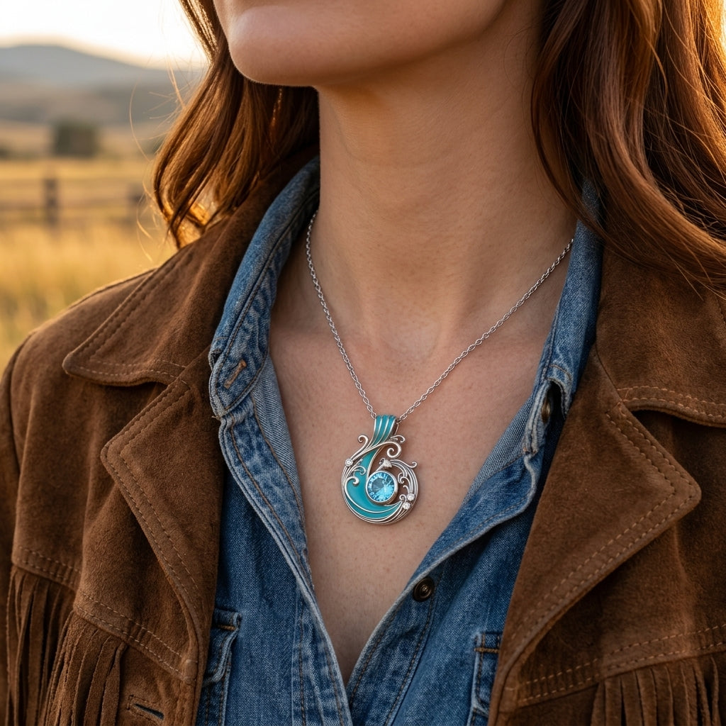 Savanna Swirl Necklace - Aquamarine