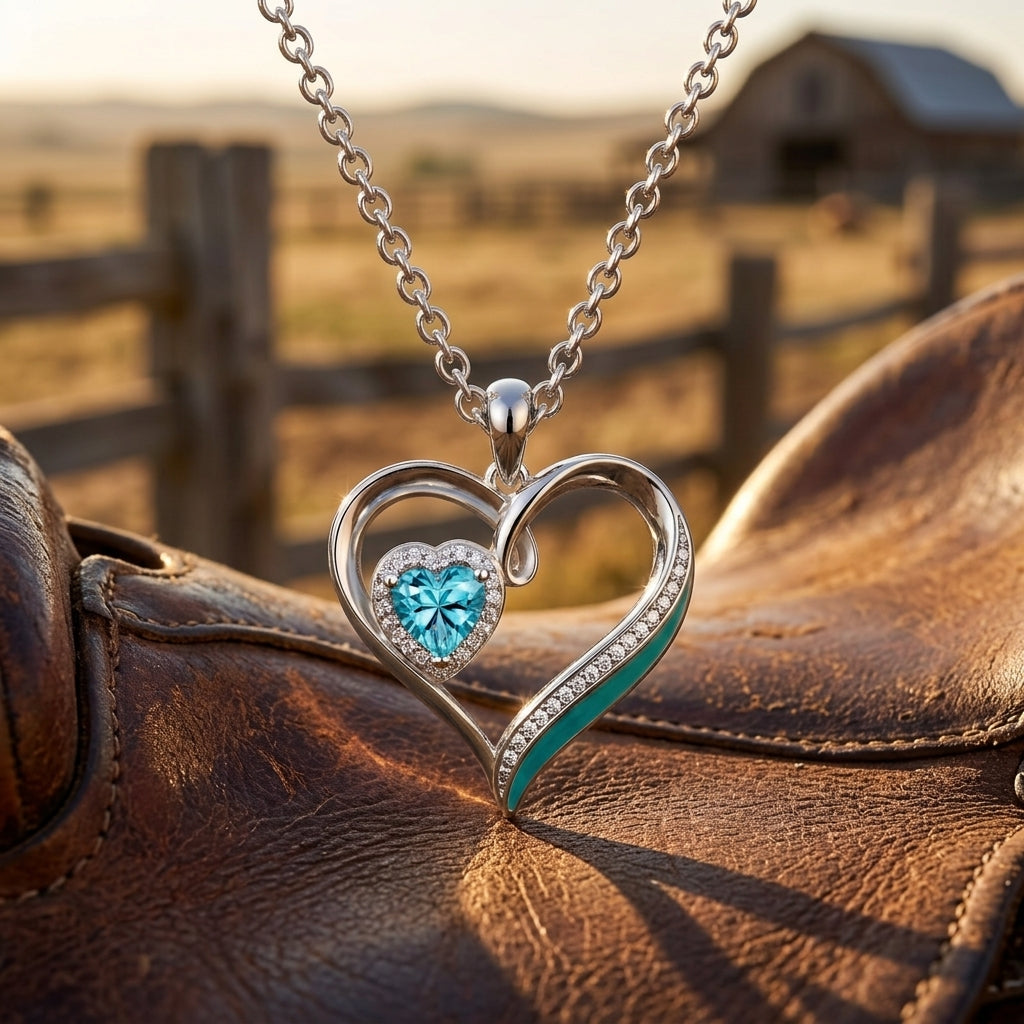 Passion Heart Necklace - Aquamarine