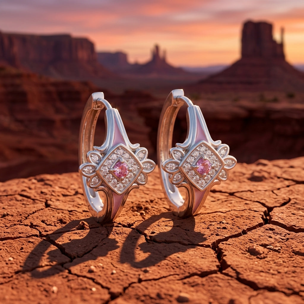 Eagle's Feather Earrings - Rose Quartz