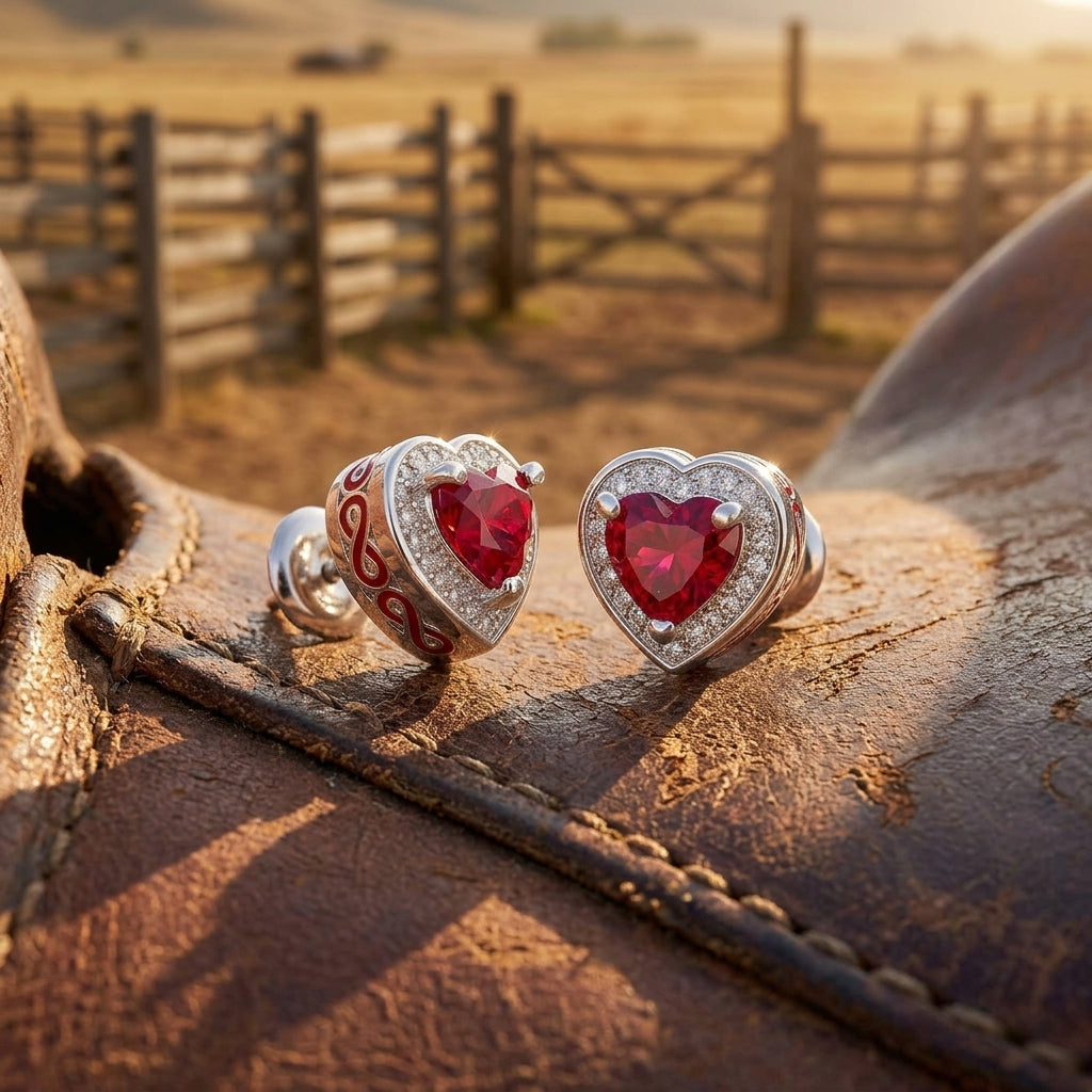 Ocean Heart Earrings - Ruby