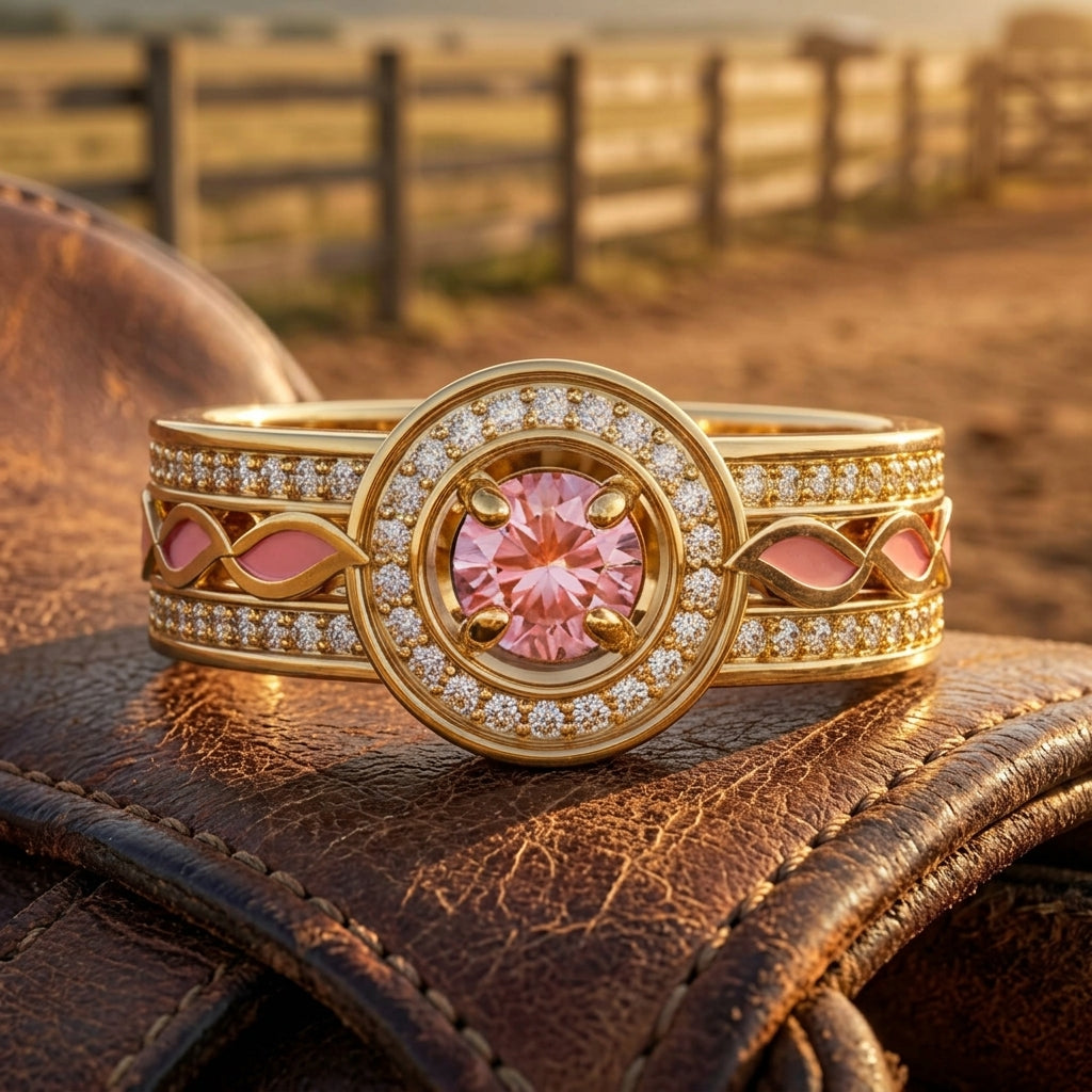 Shining Rodeo Ring - Rose Quartz & Pink