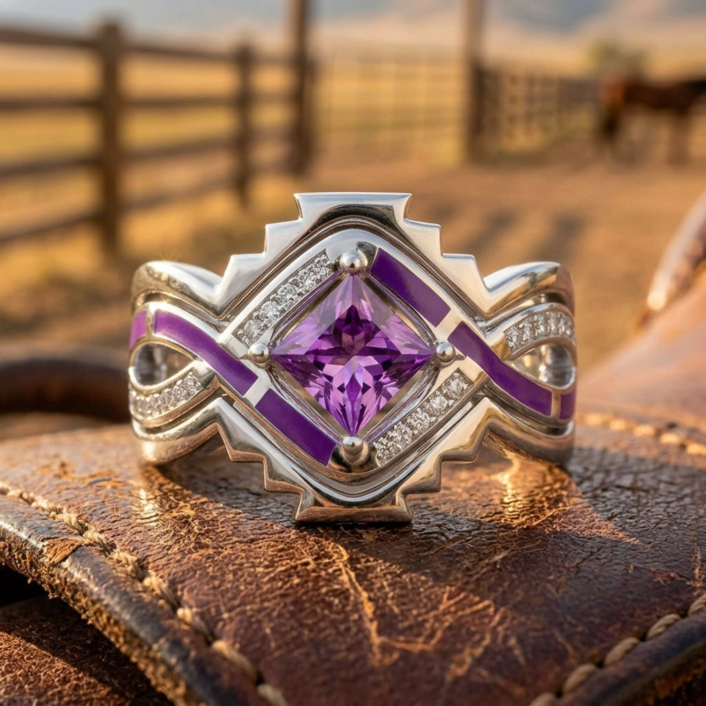Cascading Ridges Ring - Amethyst