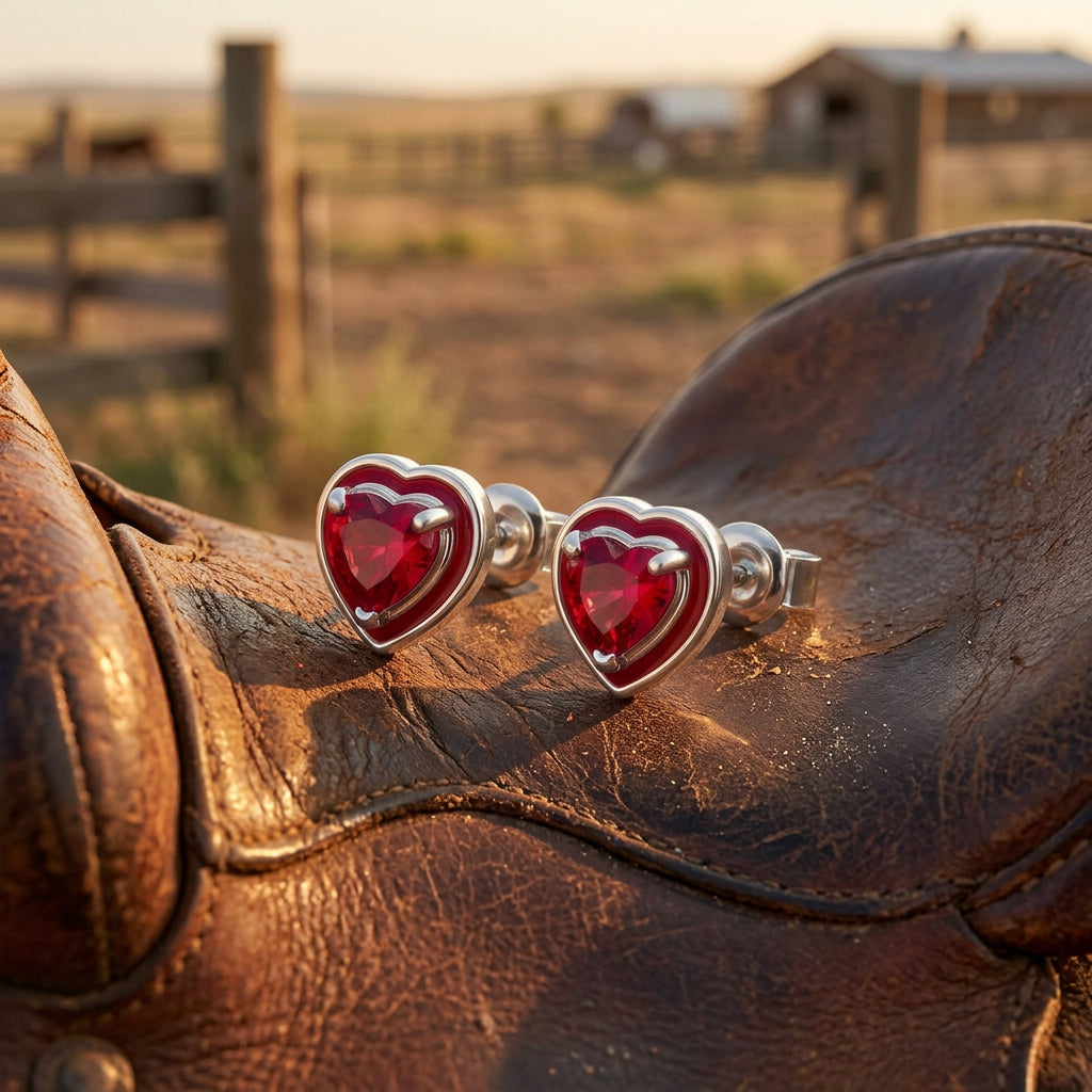 Loyal Heart Earrings - Ruby