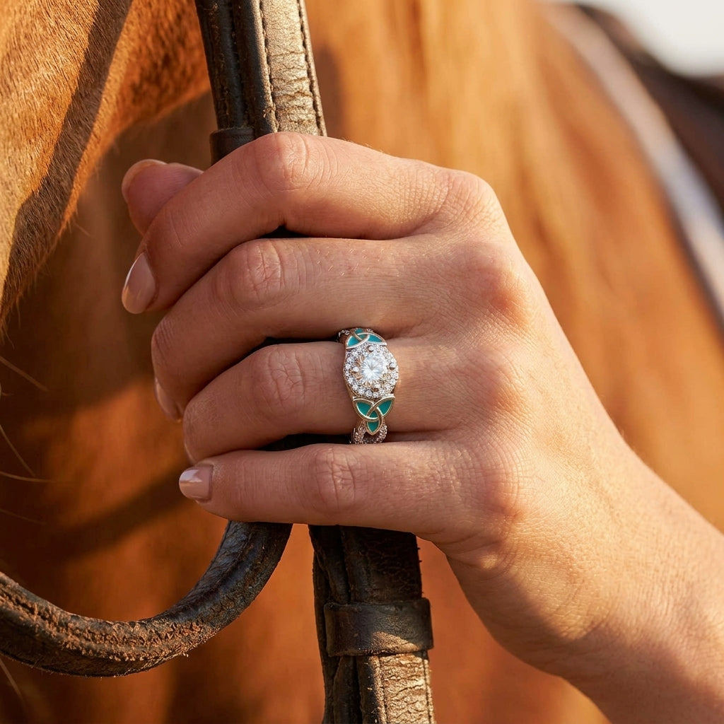 Interwoven Lucky Leaf Ring - Moissanite