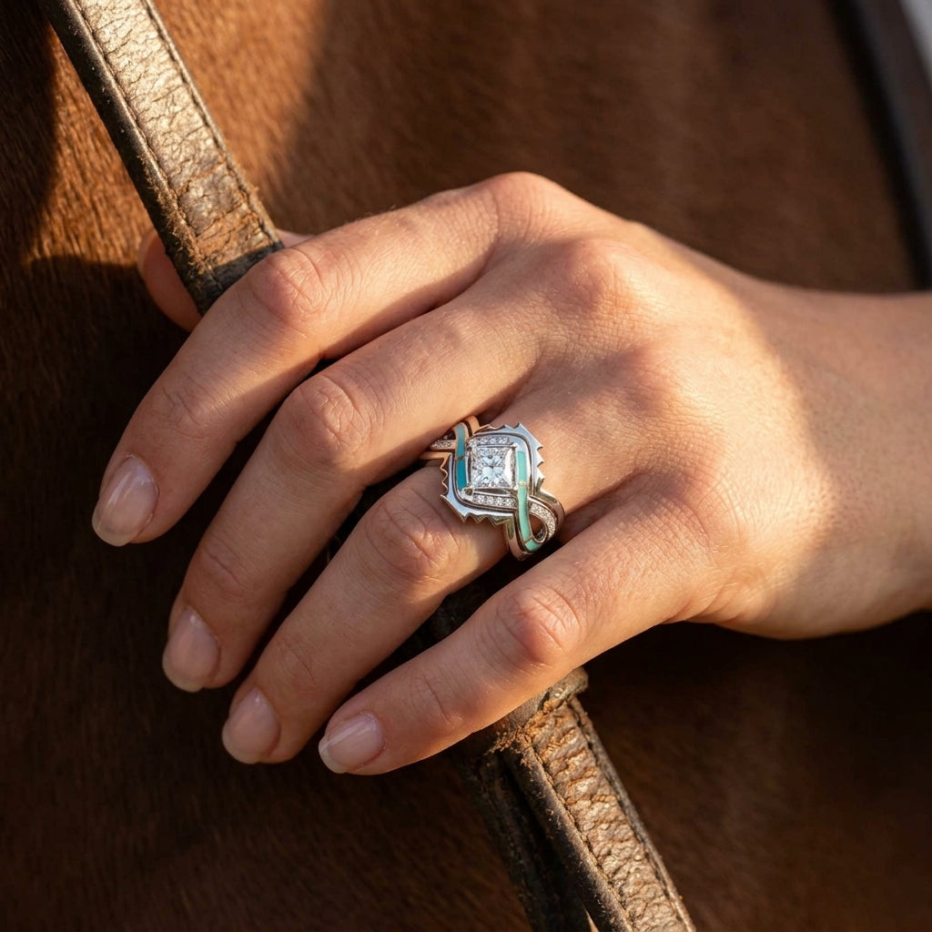 Cascading Ridges Ring - Moissanite
