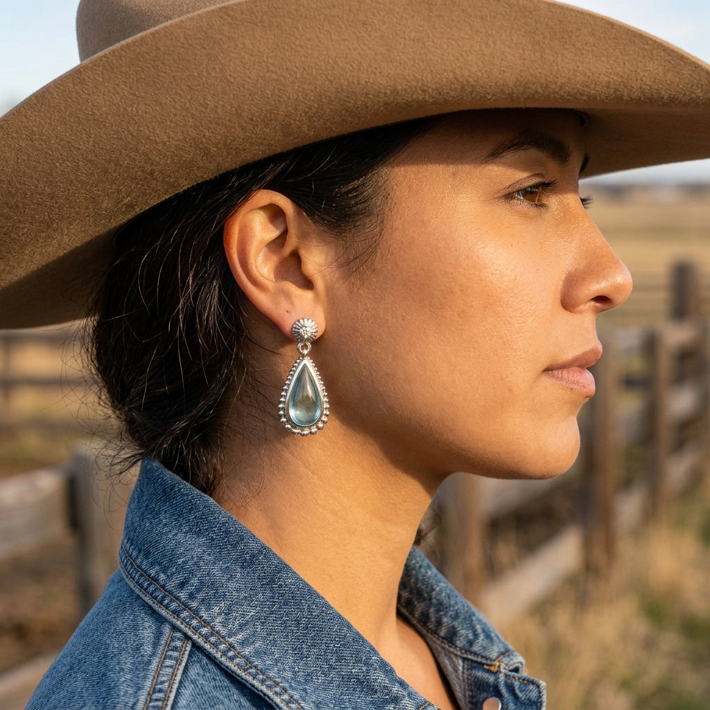 Desert Teardrop Earrings - Aquamarine