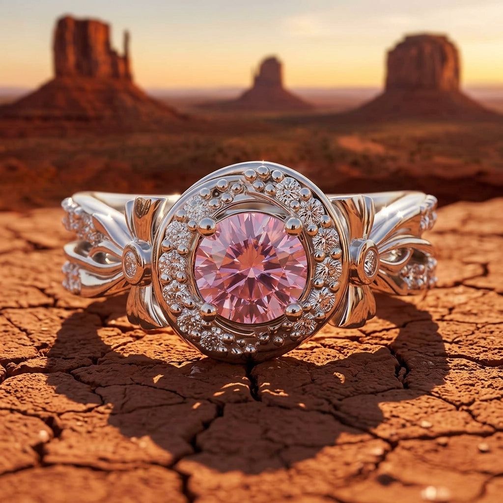 Graceful Bow Entwined Ring - Rose Quartz