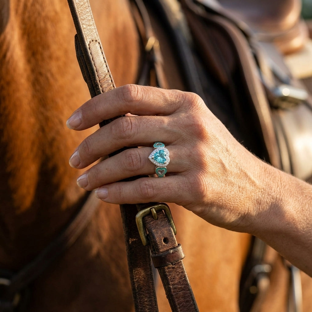 Passion Heart Ring - Aquamarine