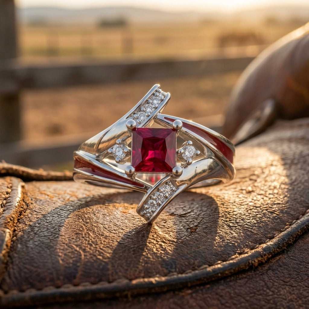Milky Way Kiss Ring - Ruby