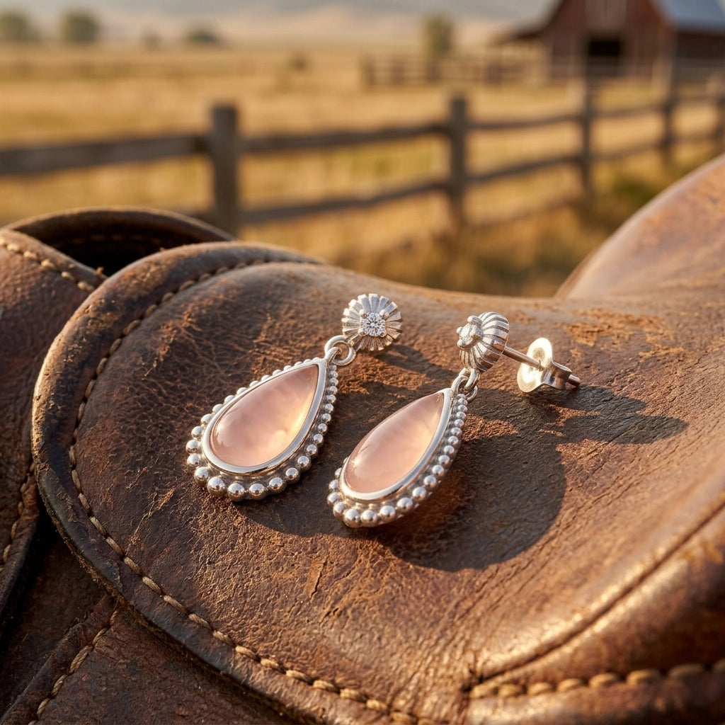 Desert Teardrop Earrings - Rose Quartz