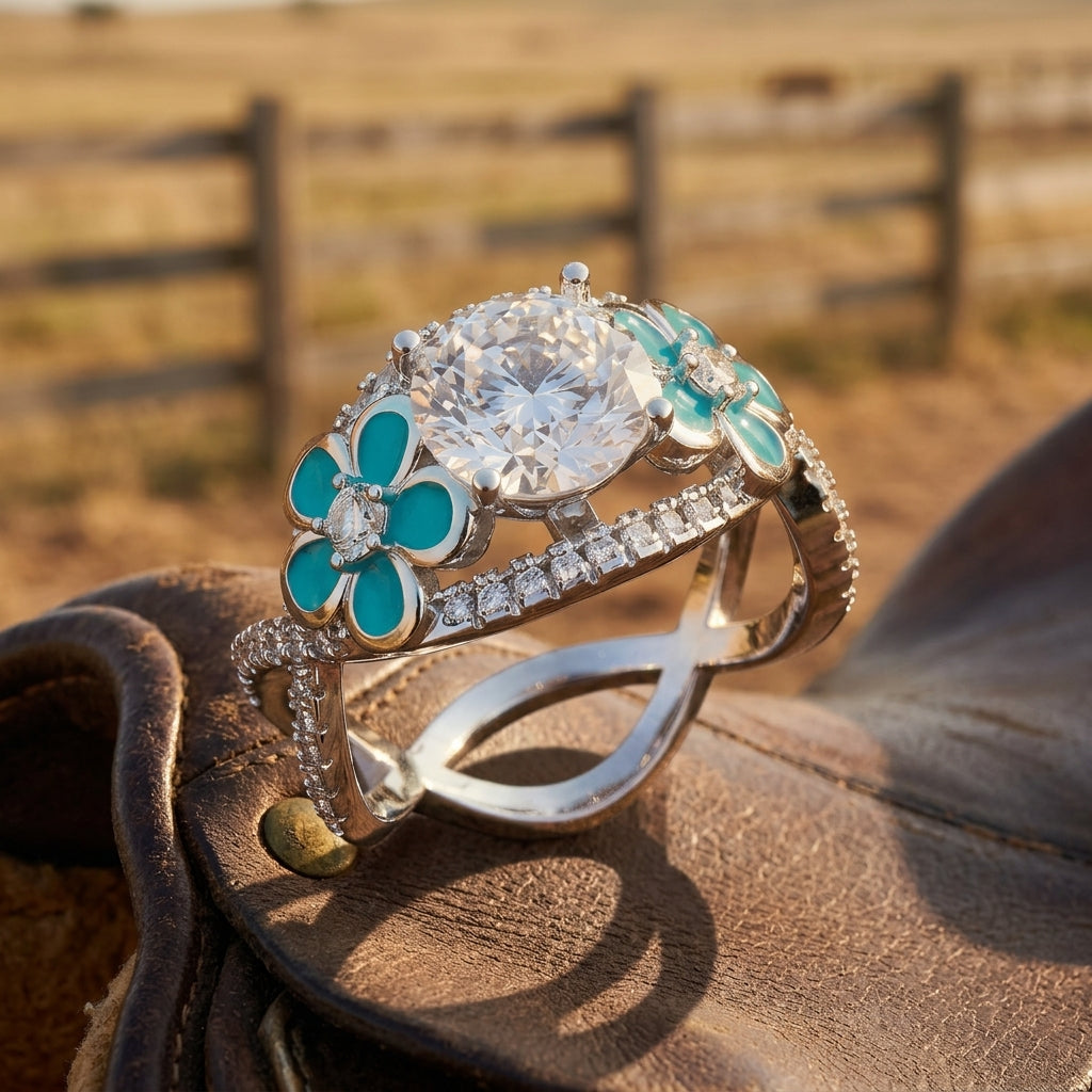 Intertwined Blooming Bud Ring - Moissanite