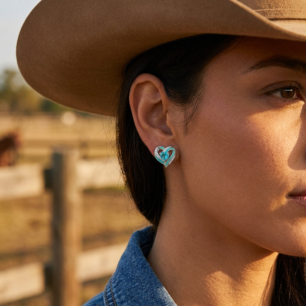 Passion Heart Earrings - Aquamarine