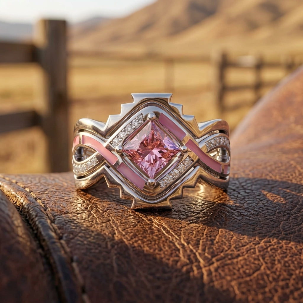Cascading Ridges Ring - Rose Quartz