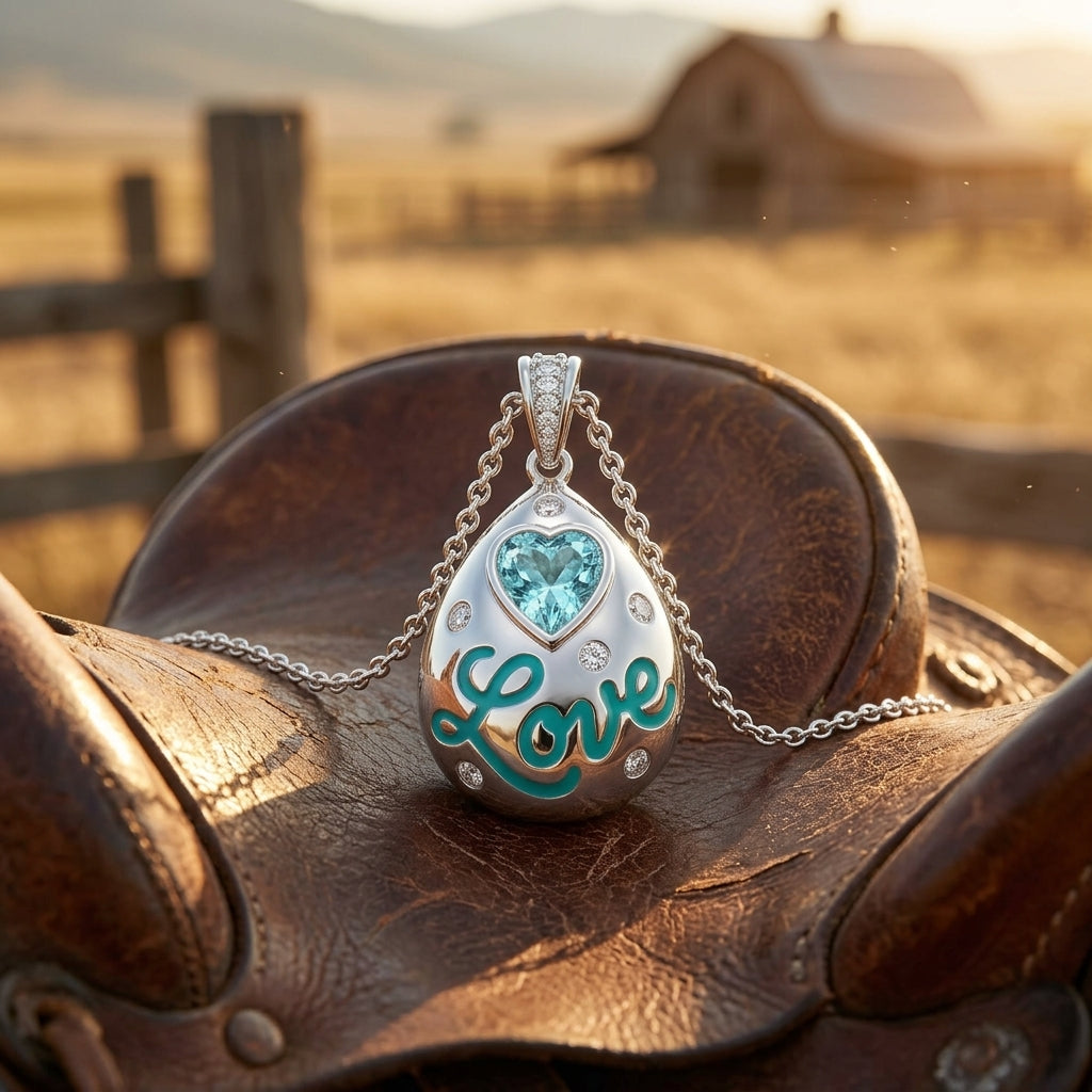 Promise Love Necklace - Aquamarine