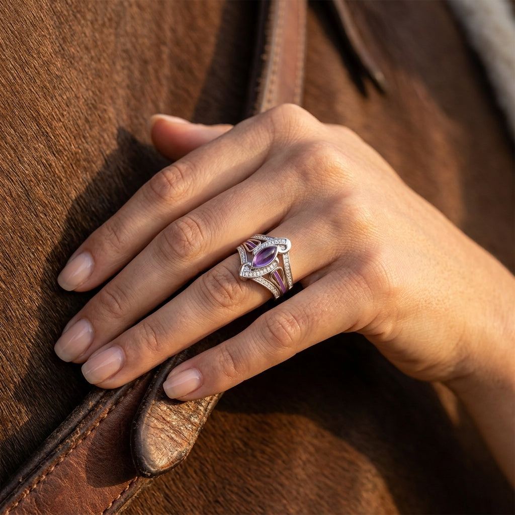 Cyclone Boomerang Ring - Amethyst