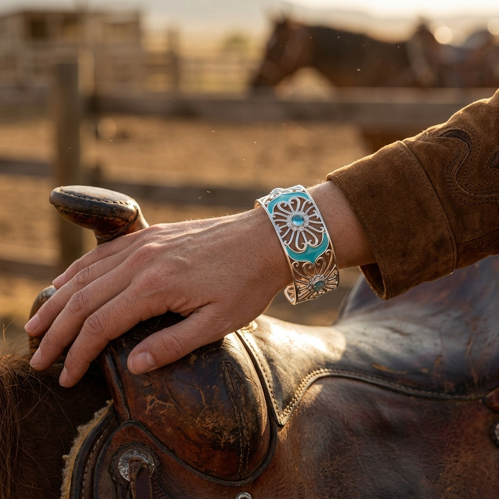 Prairie Flower Cuff Bracelet - Aquamarine