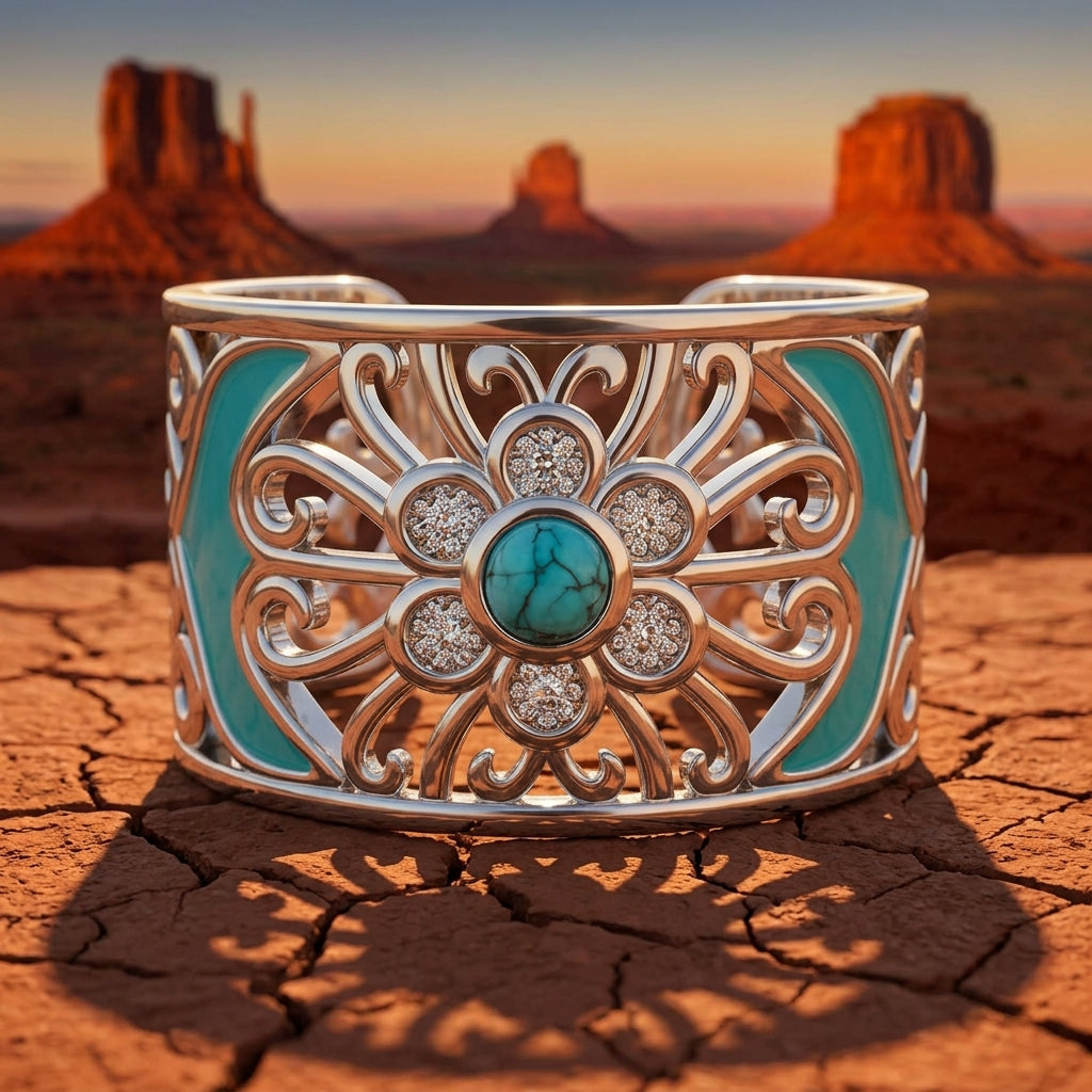 Prairie Flower Cuff Ring - Turquoise