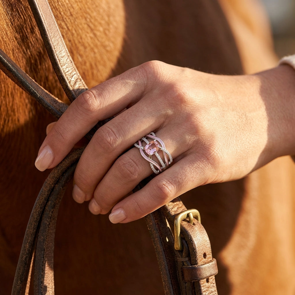 Silver Rapids Ring - Rose Quartz