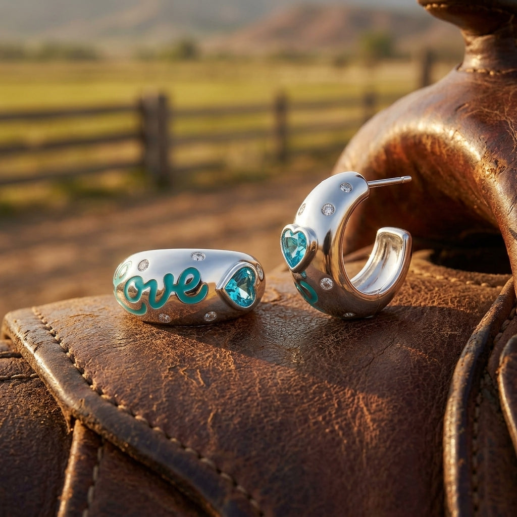 Promise Love Earrings - Aquamarine