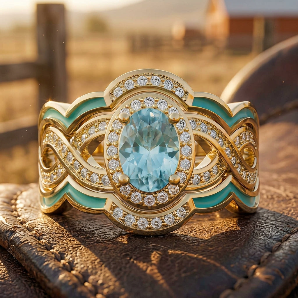 Sunset Canyons Ring - Aquamarine & Gold