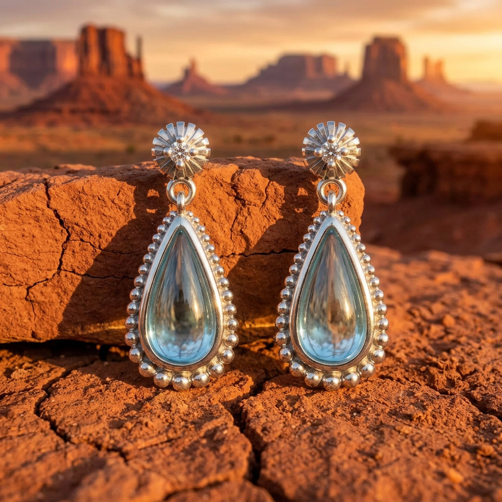 Desert Teardrop Earrings - Aquamarine