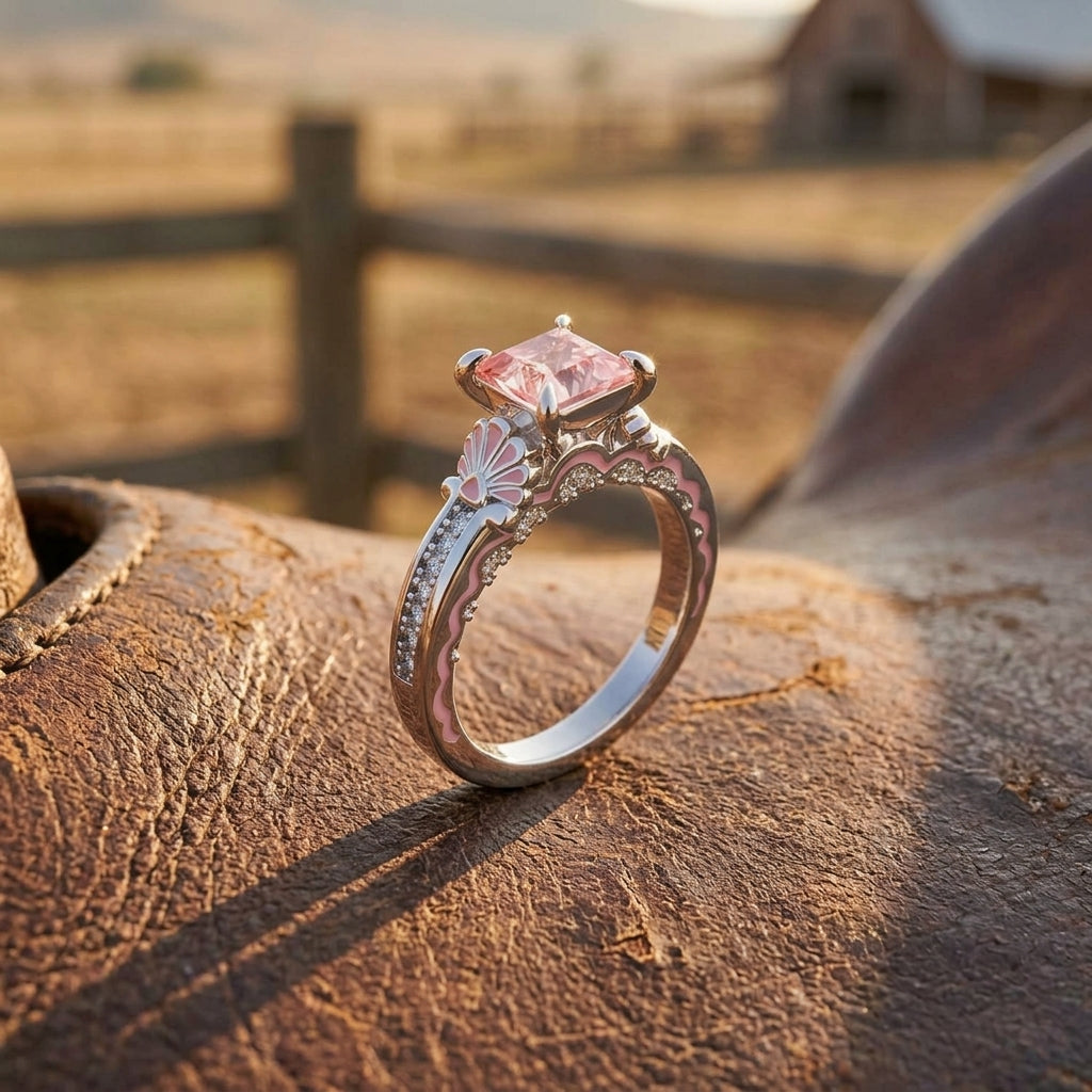 Lumen Crest Ring - Rose Quartz