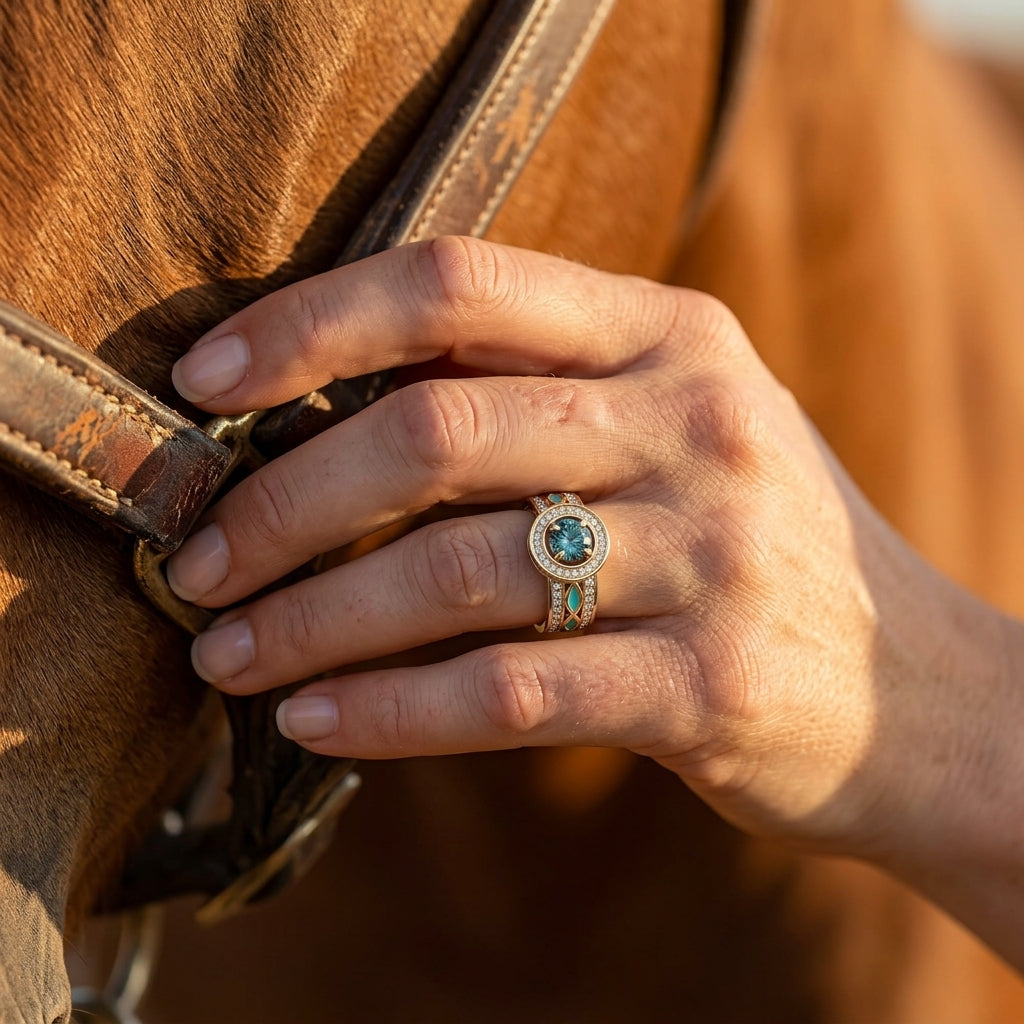 Shining Rodeo Ring - Aquamarine