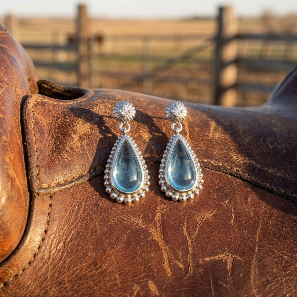 Desert Teardrop Earrings - Aquamarine