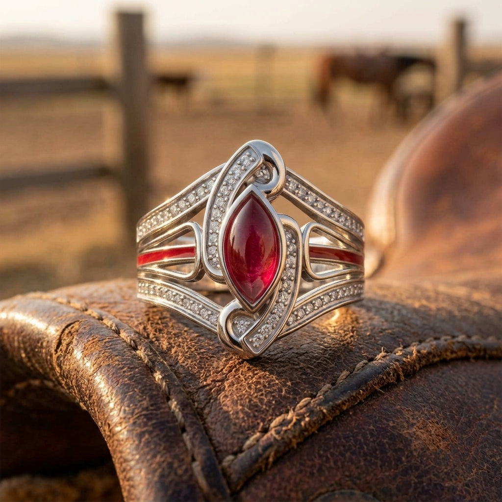 Cyclone Boomerang Ring - Ruby