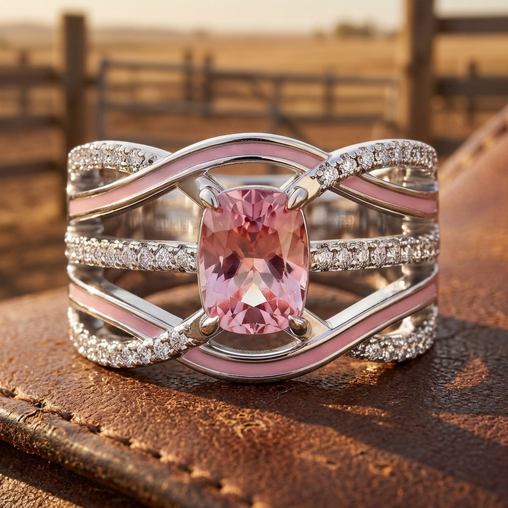 Silver Rapids Ring - Rose Quartz