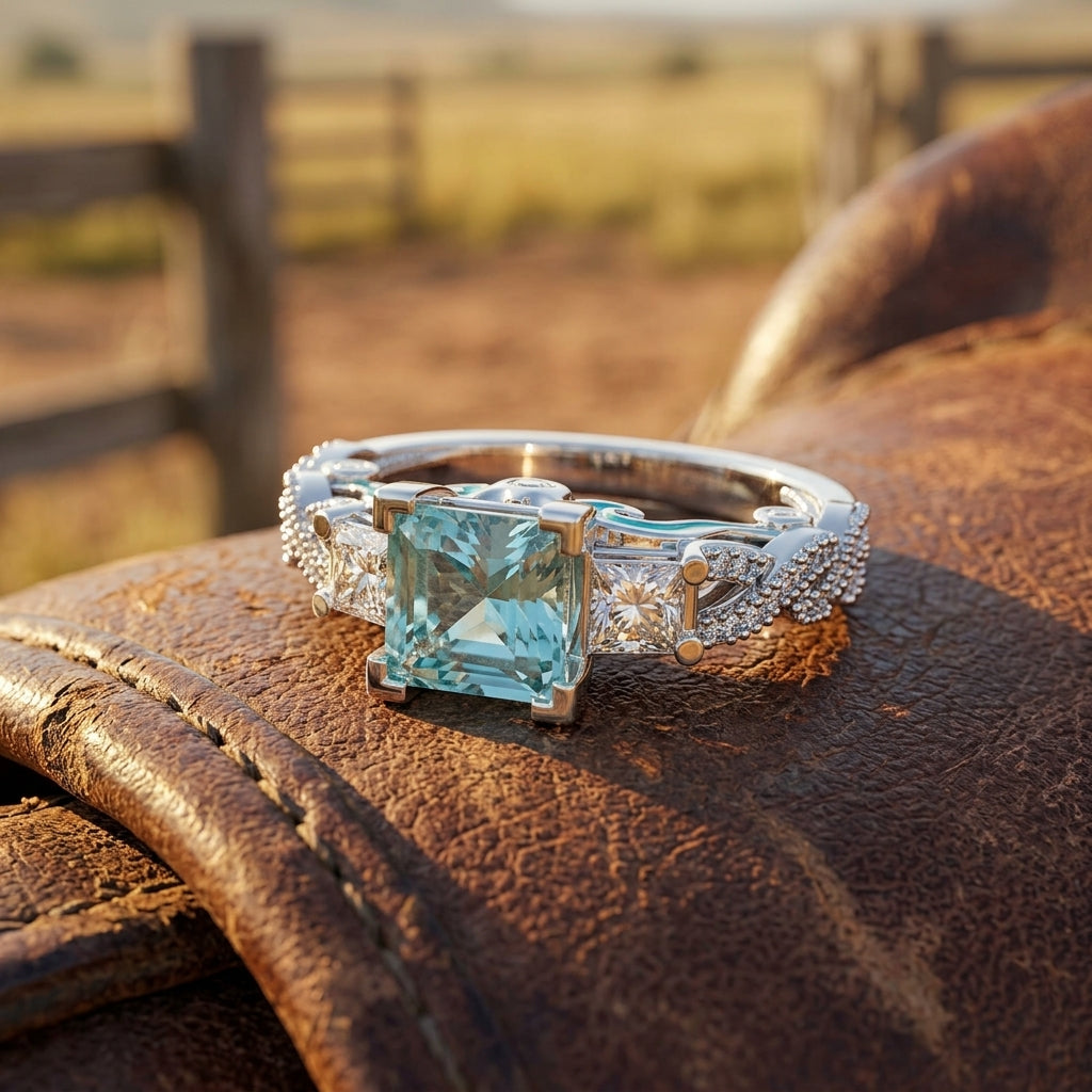 Love Rivet Ring - Aquamarine