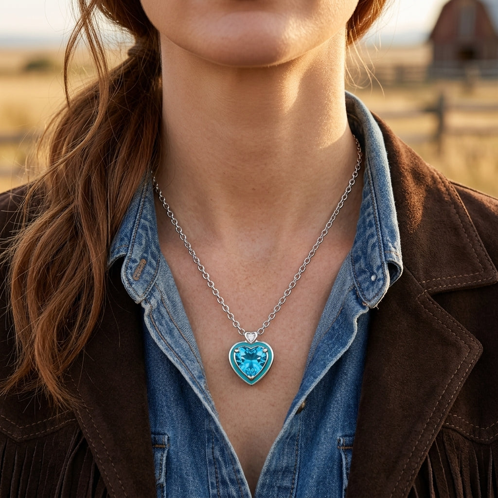 Loyal Heart Necklace - Aquamarine