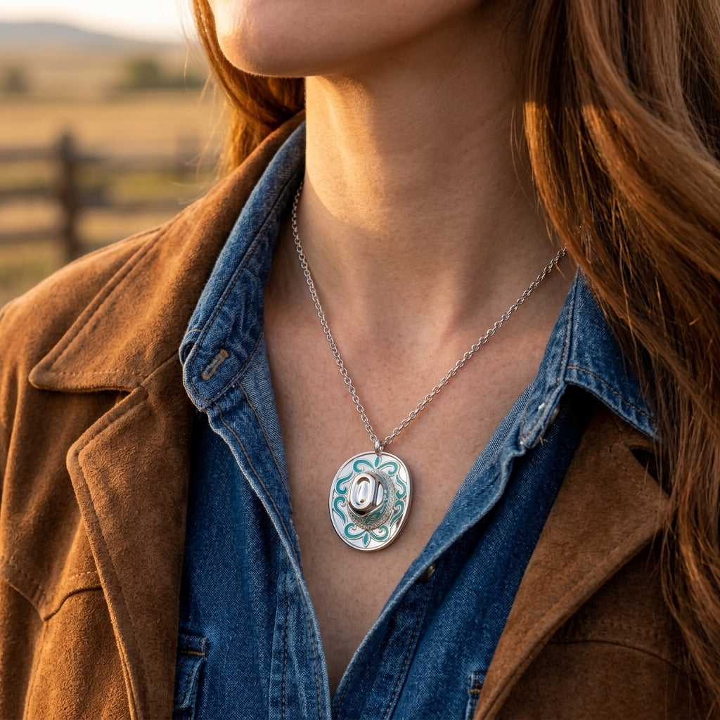 Rodeo Hat Necklace - Moissanite