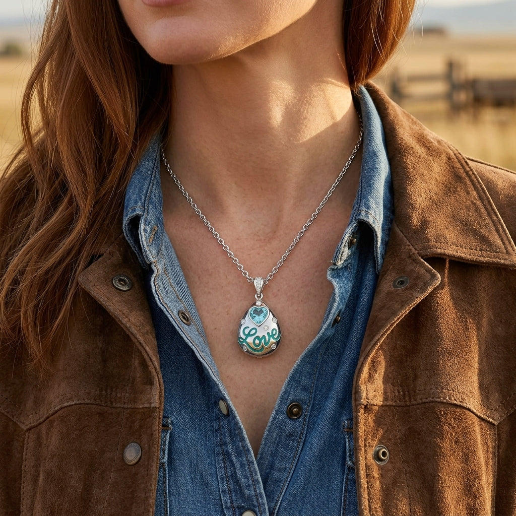 Promise Love Necklace - Aquamarine