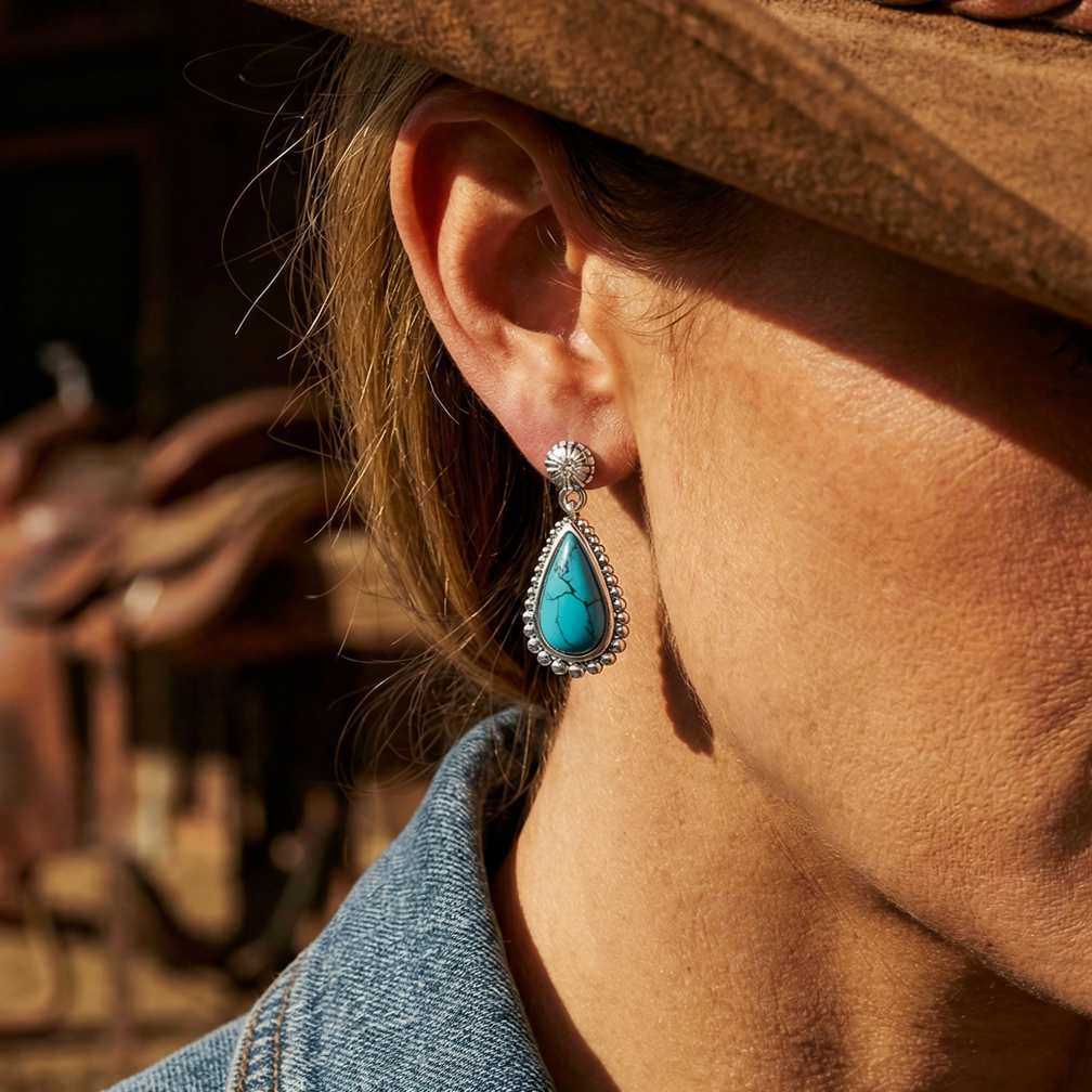 Desert Teardrop Earrings - Turquoise