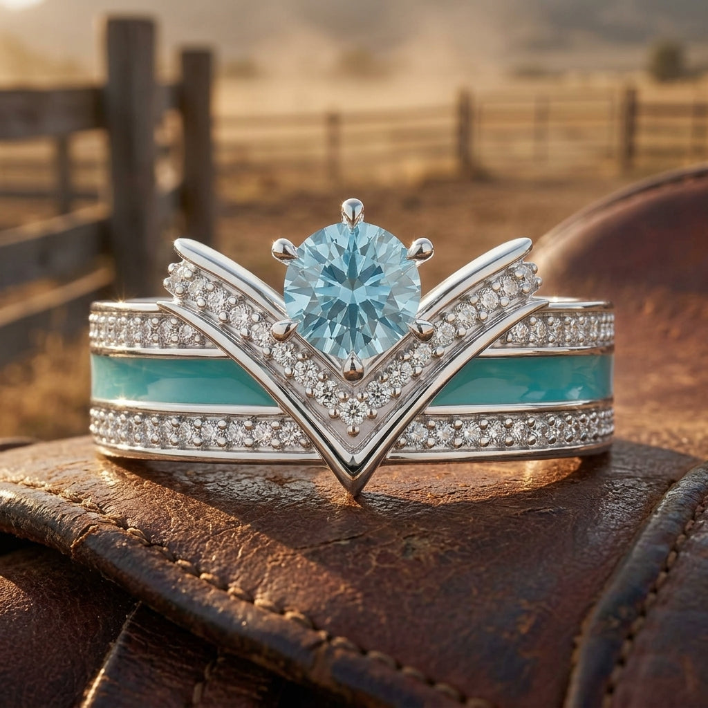 Crowned Noble Ring -  Aquamarine